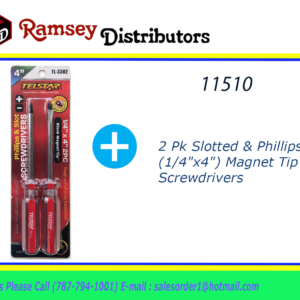 11510 - TL-3302 2 Pk Slotted & Phillips (1/4"x4") Magnet Tip Screwdrivers
