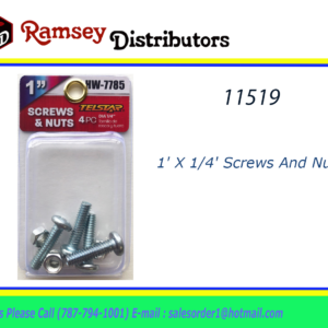 11519 - HW-7785       1' X 1/4' Screws And Nuts