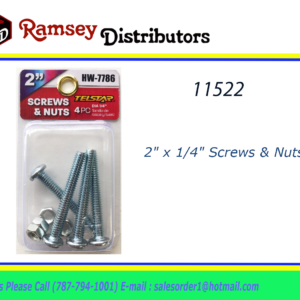 11522 - HW-7786   2" x 1/4" Screws & Nuts