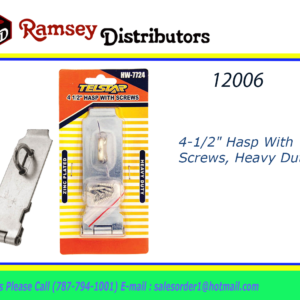 12006 - HW-7724  4-1/2" Hasp with Screws, Heavy Duty