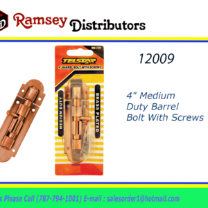 12009 - HW-7721  4" Medium Duty Barrel Bolt with Screws