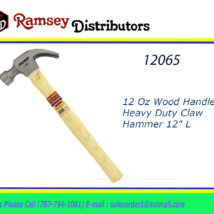 12065 - TL-3337  12 Oz Wood Handle Heavy Duty Claw Hammer 12" L