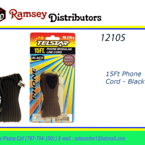 12105 - PA-215BK  15Ft Phone Cord - Black