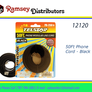 12120 - PA-250BK  50Ft Phone Cord - Black