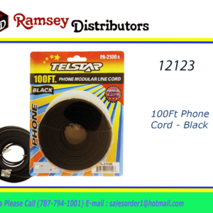 12123 - PA-2100BK  100Ft Phone Line Cord - Black