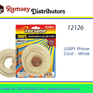 12126 - PA-2100WH  100Ft Phone Line Cord - White