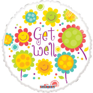 50228 - 19370  Balloon Get Well Smilling Flowers 18"