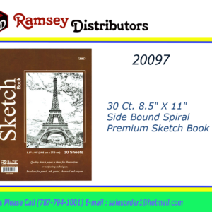 20097 - 5045  30 Ct. 8.5" X 11" Side Bound Spiral Premium Sketch Book