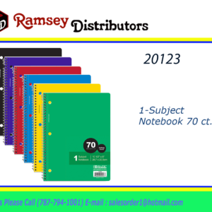 20123 - 558  W/R 70 ct. 1 Subject Notebook .