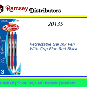 20135 - 1794  Black Retractable Gel Ink Pen with Grip (3/Pack).
