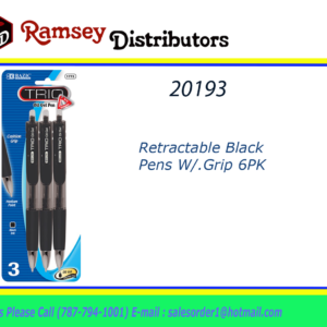 20193 - 1773   Trio Triangle Black Oil-Gel InkRetractable Pen (3/Pack)