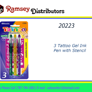 20223 - 1799  3 Tattoo Gel Ink Pen with Stencil
