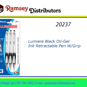 20237 - 1781  Lumiere Black Oil-Gel Ink Retractable Pen W/Grip 3PK