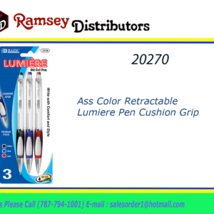 20270 - 1778  Ass Color Retractable Lumiere Pen Cushion Grip 3pk