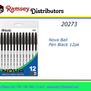 20273 - 1742  Bazic Nova Ball Pen Black 12pk