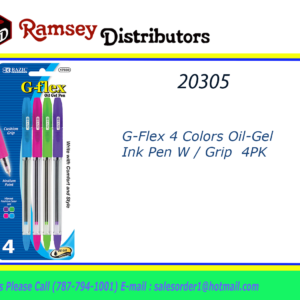 20305 - 17030  G-Flex 4 Colors Oil-Gel Ink Pen W/Grip 4PK