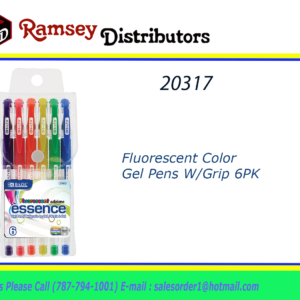 20317 - 17052  Fluorescent Color Gel Pens W/Grip 6PK