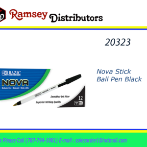 20323 - 17004  Nova Black Color Stick Ball Pen PK12