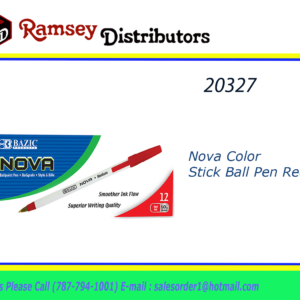 20327 - 17006  Nova Red Color Stick Ball Pen PK12