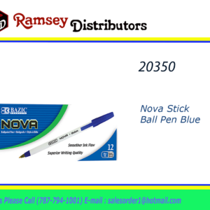 20350 - 17005  Nova Blue Color Stick Ball Pen PK12