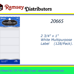 20665 - 3802  2 3/4" x 1" White Multipurpose Label (128/Pack).