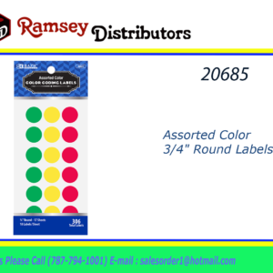 20685 - 3807  Assorted Color 3/4" Round Labels (306/Pack).