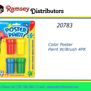 20783 - 3939 Color Poster Paint W/Brush 4PK