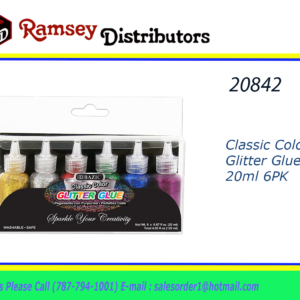 20842 - 3467 Classic Color  Glitter Glue 20ml 6PK