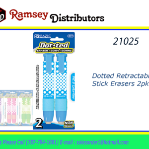 21025 - 2211 Dotted Retractable Stick Erasers 2pk