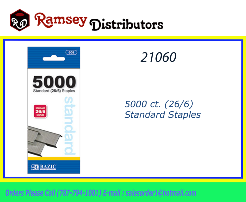 21060 608 5000 ct. (26/6) Standard Staples Ramsey Distributors