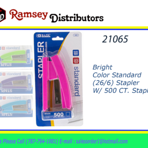 21065 - 622  Bright Color Standard (26/6) Stapler W/ 500 CT. Staples