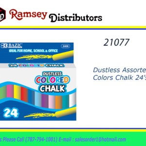 21077 - 2406 Dustless Assorted Colors Chalk 24's