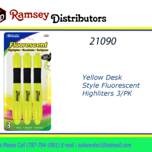 21090 - 2326  Yellow Desk Style Fluorescent Highliters 3/PK