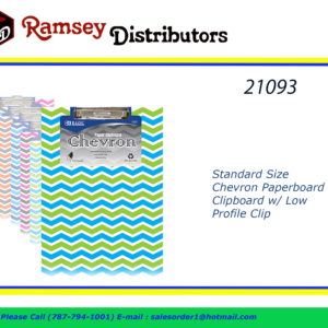 21093 - 1813  Standard Size Chevron Paperboard Clipboard w/ Low Profile Clip
