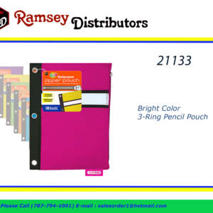 21133 - 802  Bright Color 3-Ring Pencil Pouch