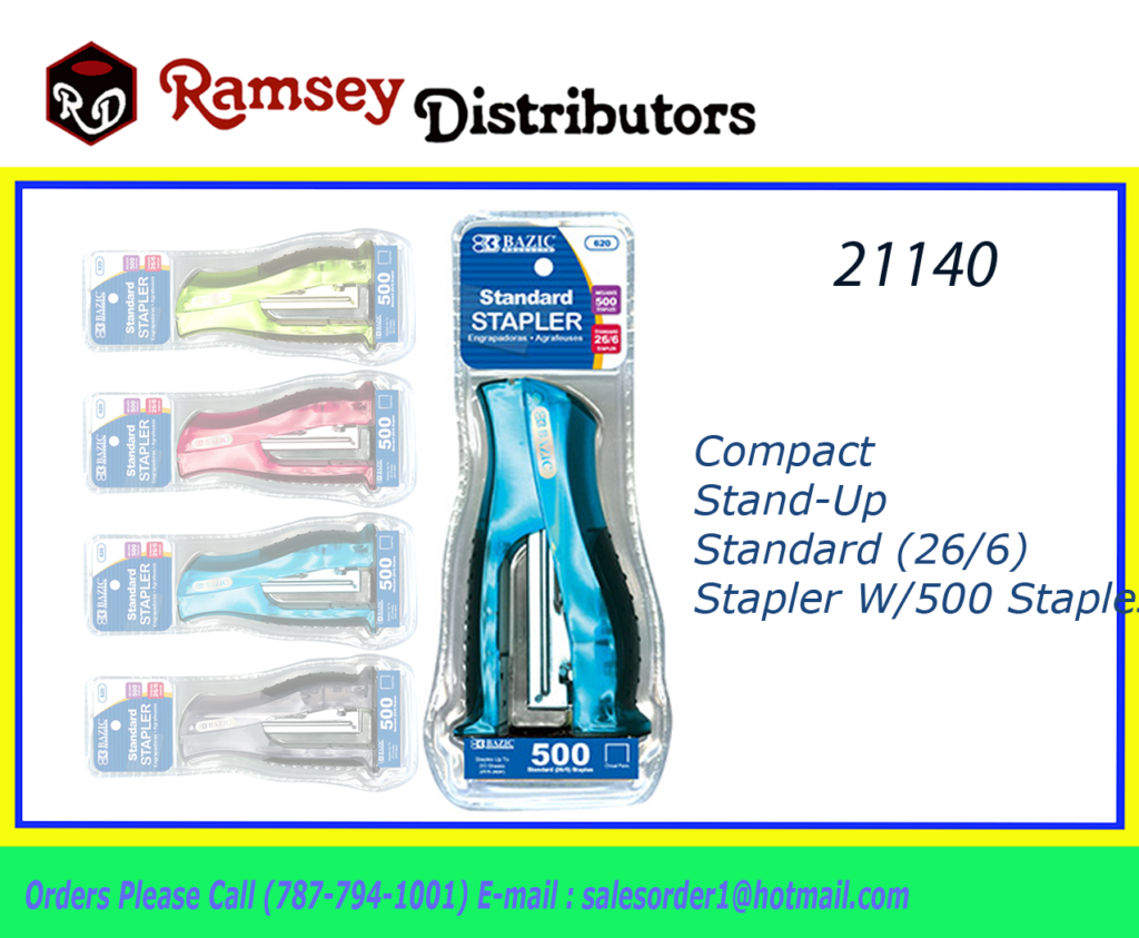 21140 620 Compact StandUp Standard (26/6) Stapler w/ 500 Ct. Staples