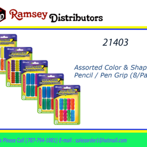 21403 - 1502  BAZIC Assorted Color & Shape Pencil / Pen Grip (8/Pack)