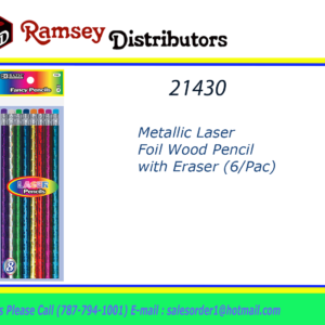 21430 - 712 Metallic Laser Foil Wood Pencil with Eraser (6/Pac)