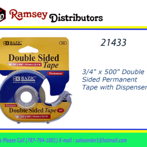 21433 - 930 3/4" x 500" Double Sided Permanent Tape with Dispenser.