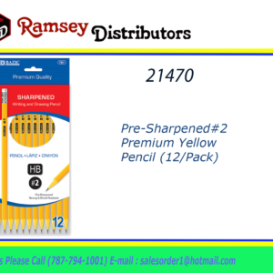 21470 - 761 Pre-Sharpened #2 Premium Yellow Pencil (12/Pack)