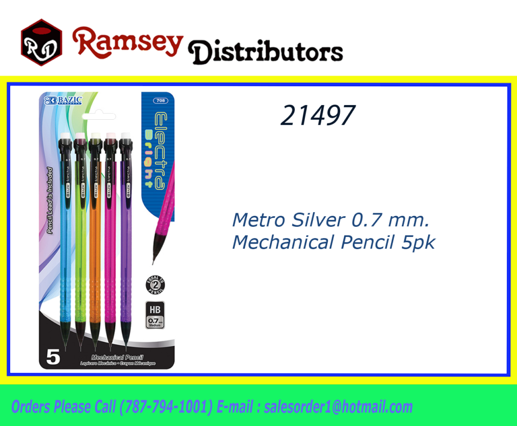 21497 – 708 Metro Silver 0.7 mm. Mechanical Pencil (6/pack). – Ramsey ...
