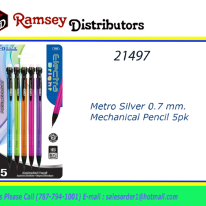 21497 - 708  Metro Silver 0.7 mm. Mechanical Pencil (6/pack).