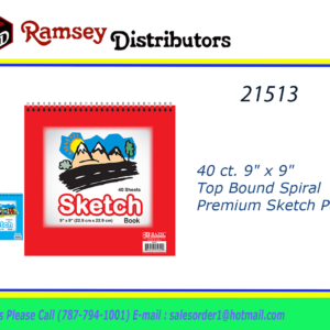 21513 - 5042  40 ct. 9" x 9" Top Bound Spiral Premium Sketch Pad