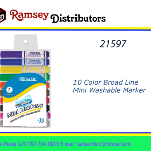 21597 - 1220  10 Color Broad Line Mini Washable Markers
