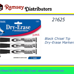 21625 - 1251   Black Chisel Tip Dry-Erase Markers (3/Pack)
