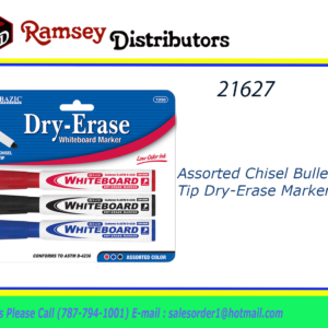 21627 - 1250  Assorted Chisel Bullet Tip Dry-Erase Markers (3/PK)