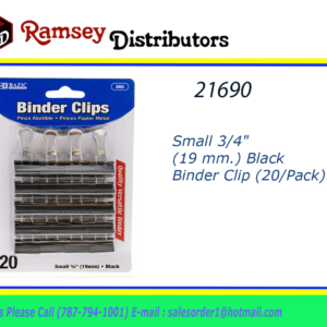 21690 - 260  Small 3/4" (19 mm.) Black Binder Clip (20/Pack).