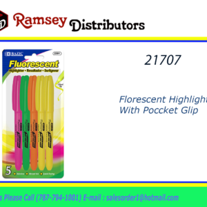 21707 - 2301  Pen Style Fluorescent Highlighter with Pocket Clip