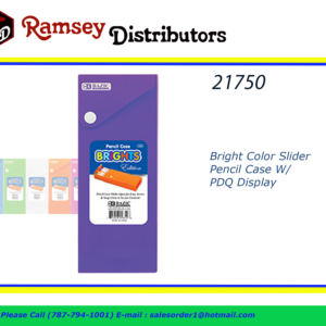 21750 - 812  Bright Color Slider Pencil Case w/ PDQ Display
