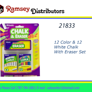 21833 - 2402    12 Color & 12 White Chalk with Eraser Set